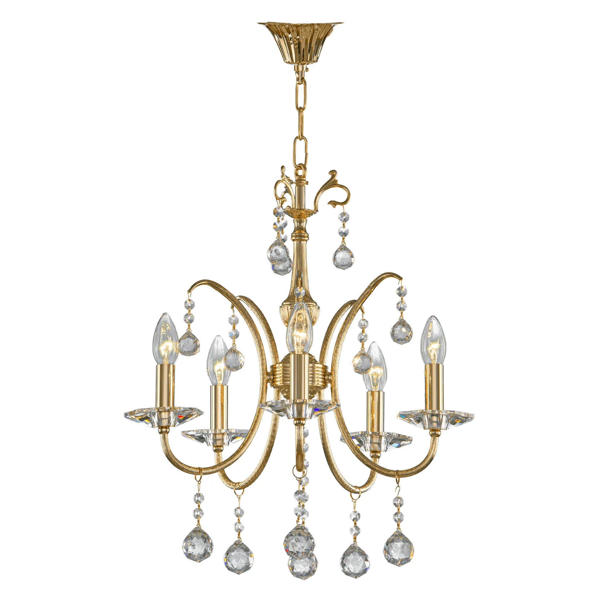 Chandelier Light 5 Bulbs Gold