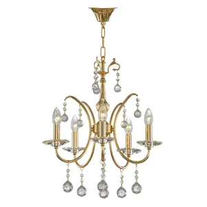 Chandelier Light 5 Bulbs Gold