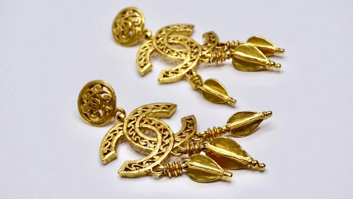 Chanel Ornate Dangle Earrings