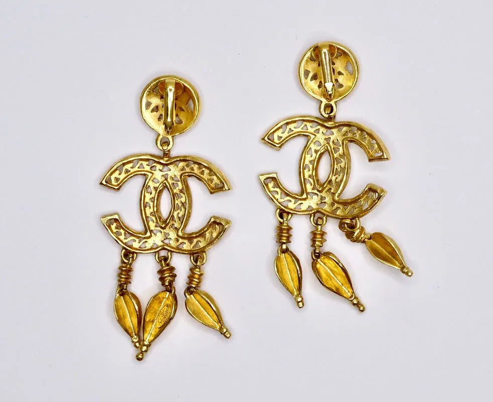 Chanel Ornate Dangle Earrings
