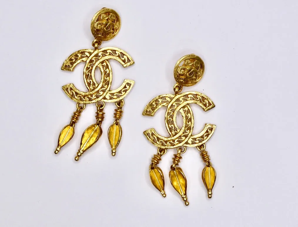 Chanel Ornate Dangle Earrings