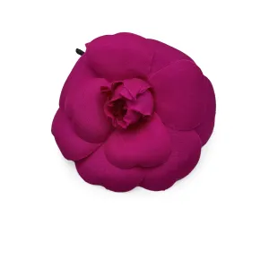 Chanel Vintage Fuchsia Pink Fabric Camellia Camelia Bow Brooch