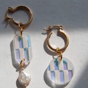 Checkered Iridescent Hoops by Paulina Otero
