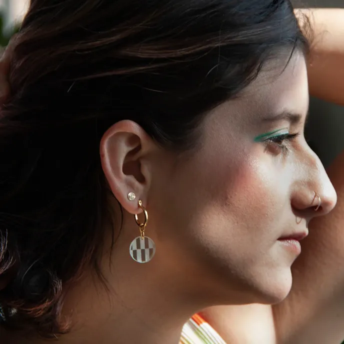 Checkered Iridescent Hoops by Paulina Otero