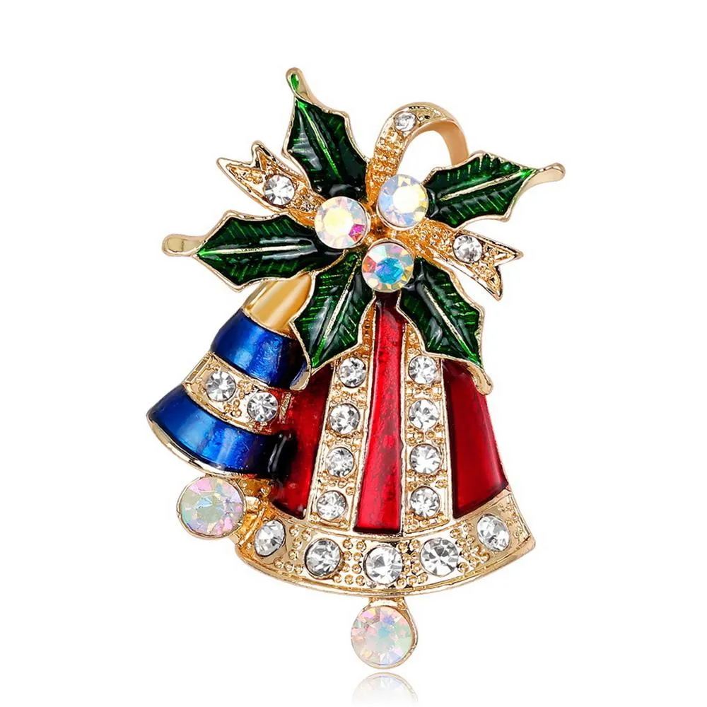 Classic Enamel Rhinestone Christmas Brooches Pins Christmas Santa Claus Christmas Trees Bells Socks Hat Boot Brooches Wholesale