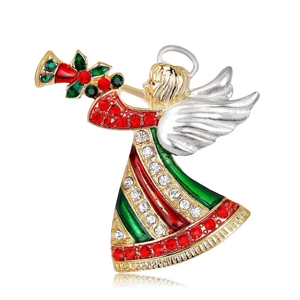 Classic Enamel Rhinestone Christmas Brooches Pins Christmas Santa Claus Christmas Trees Bells Socks Hat Boot Brooches Wholesale