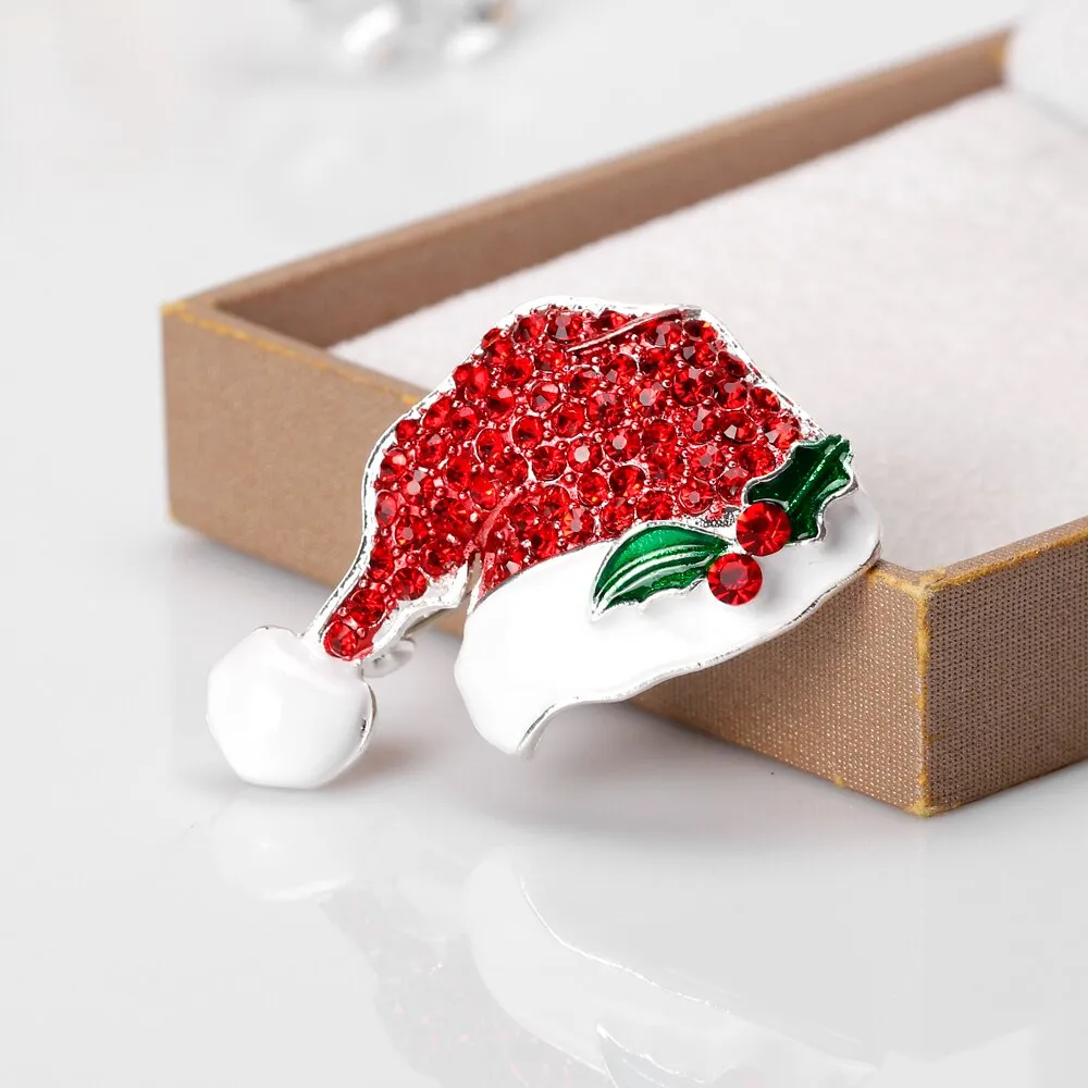 Classic Enamel Rhinestone Christmas Brooches Pins Christmas Santa Claus Christmas Trees Bells Socks Hat Boot Brooches Wholesale