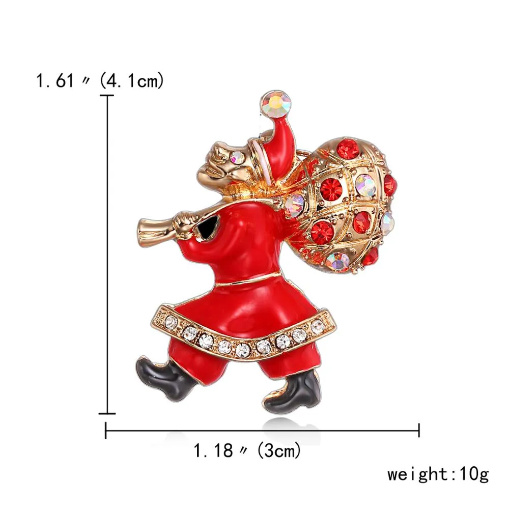 Classic Enamel Rhinestone Christmas Brooches Pins Christmas Santa Claus Christmas Trees Bells Socks Hat Boot Brooches Wholesale