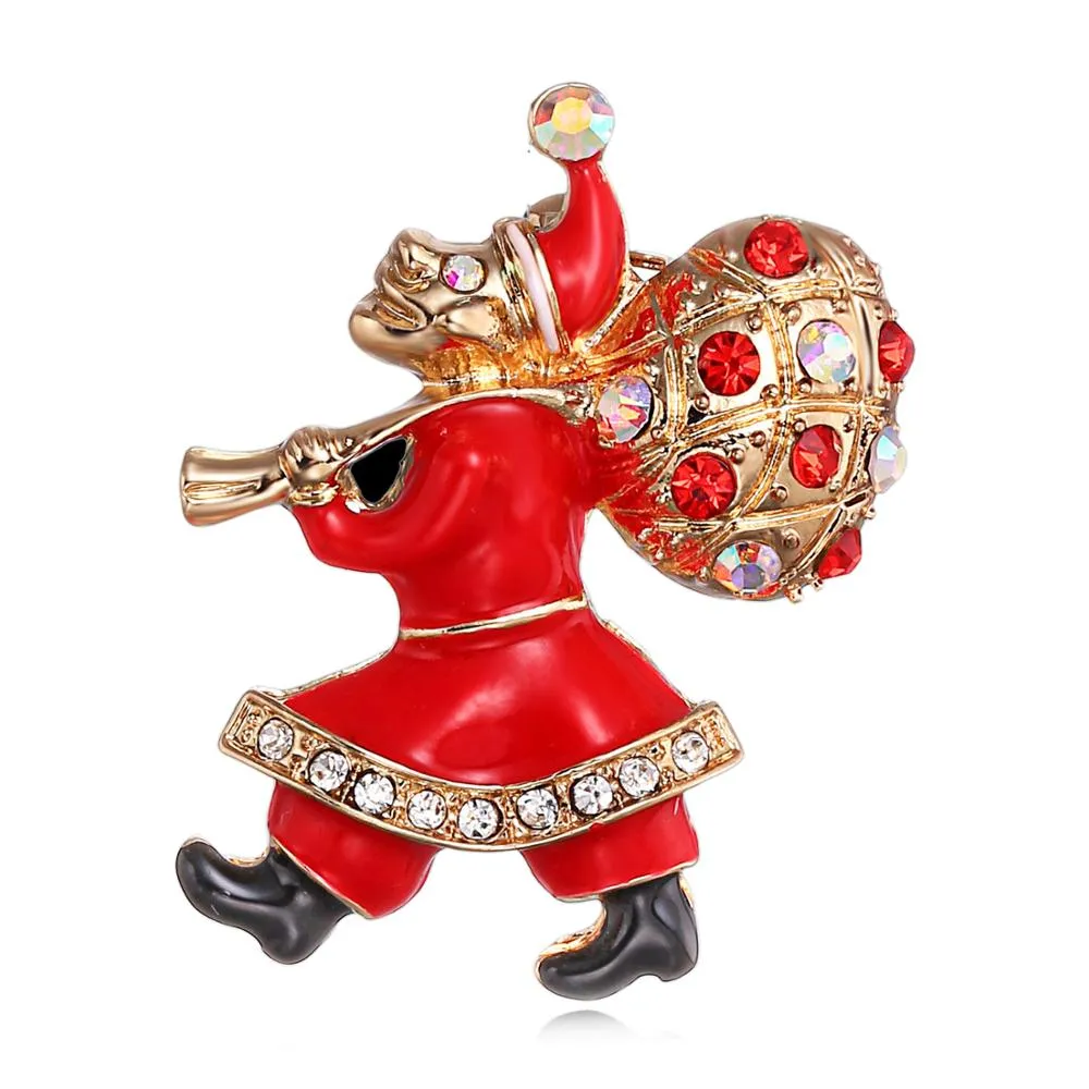 Classic Enamel Rhinestone Christmas Brooches Pins Christmas Santa Claus Christmas Trees Bells Socks Hat Boot Brooches Wholesale
