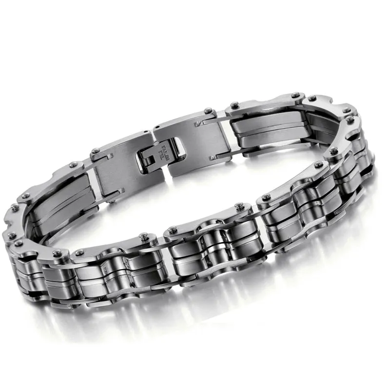 Classic Man Bracelet 12.5MM Wide 9" Link Chain Charm Bracelet for Men