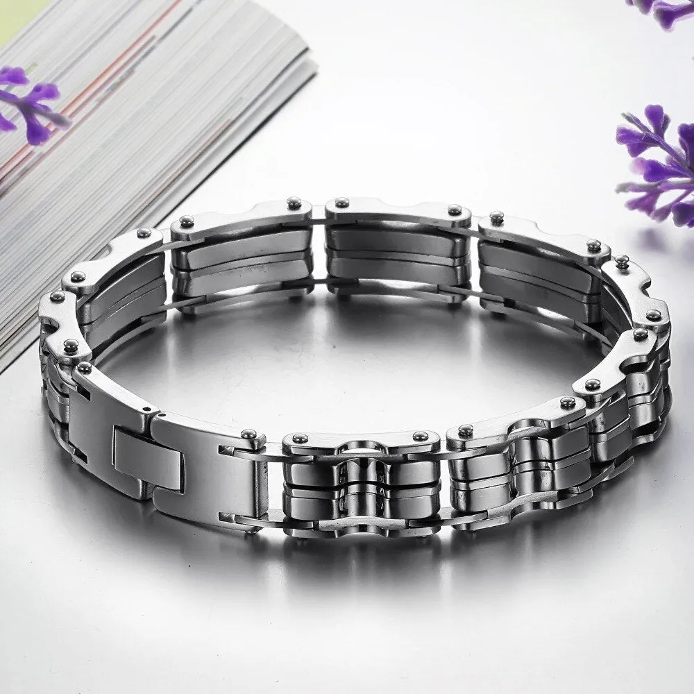 Classic Man Bracelet 12.5MM Wide 9" Link Chain Charm Bracelet for Men