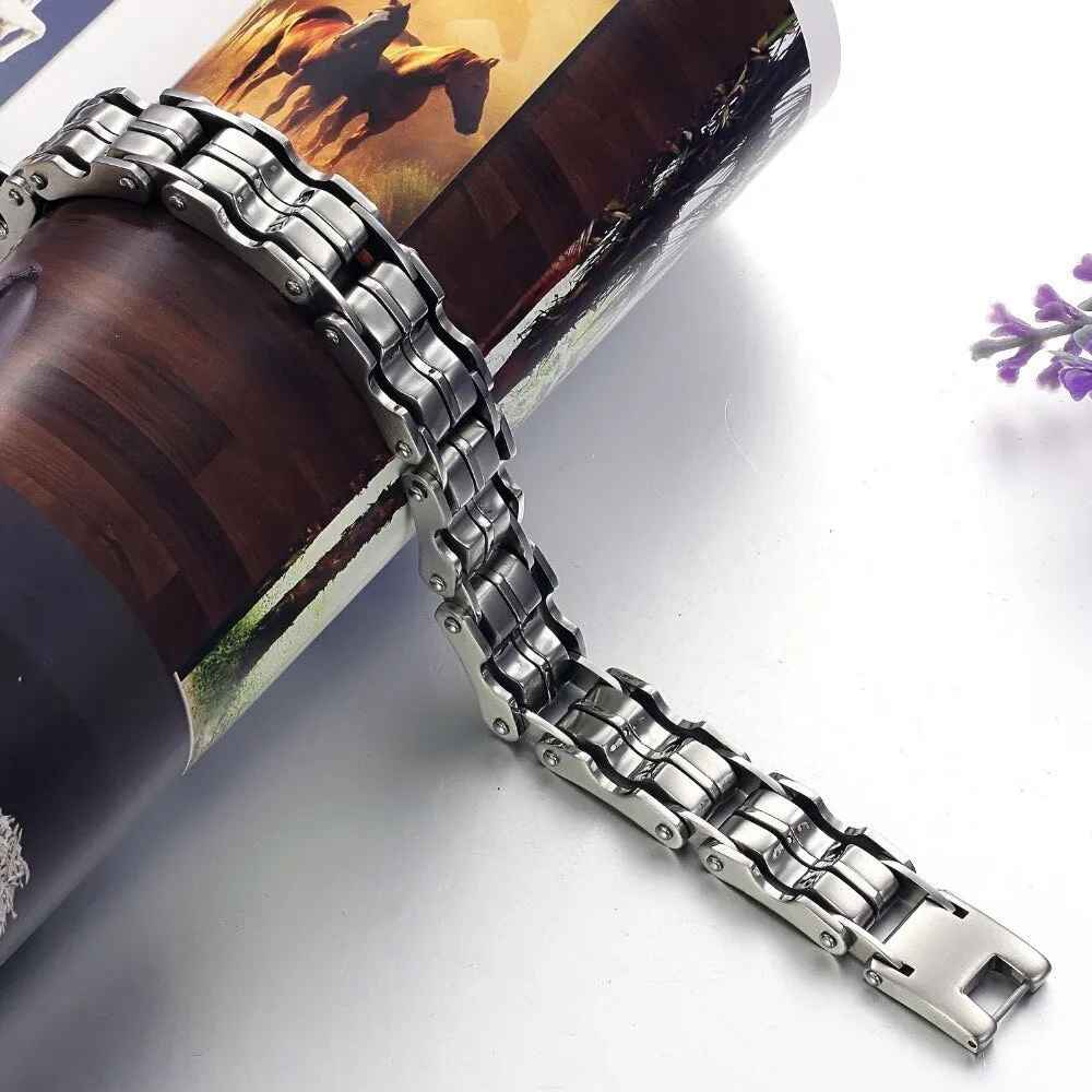 Classic Man Bracelet 12.5MM Wide 9" Link Chain Charm Bracelet for Men