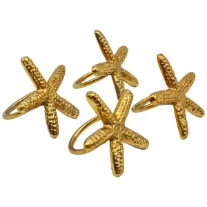 Coastal Elegance Napkin Ring Set - Ocean Starfish Stainless Steel in Gold or Silver (Set of 4)