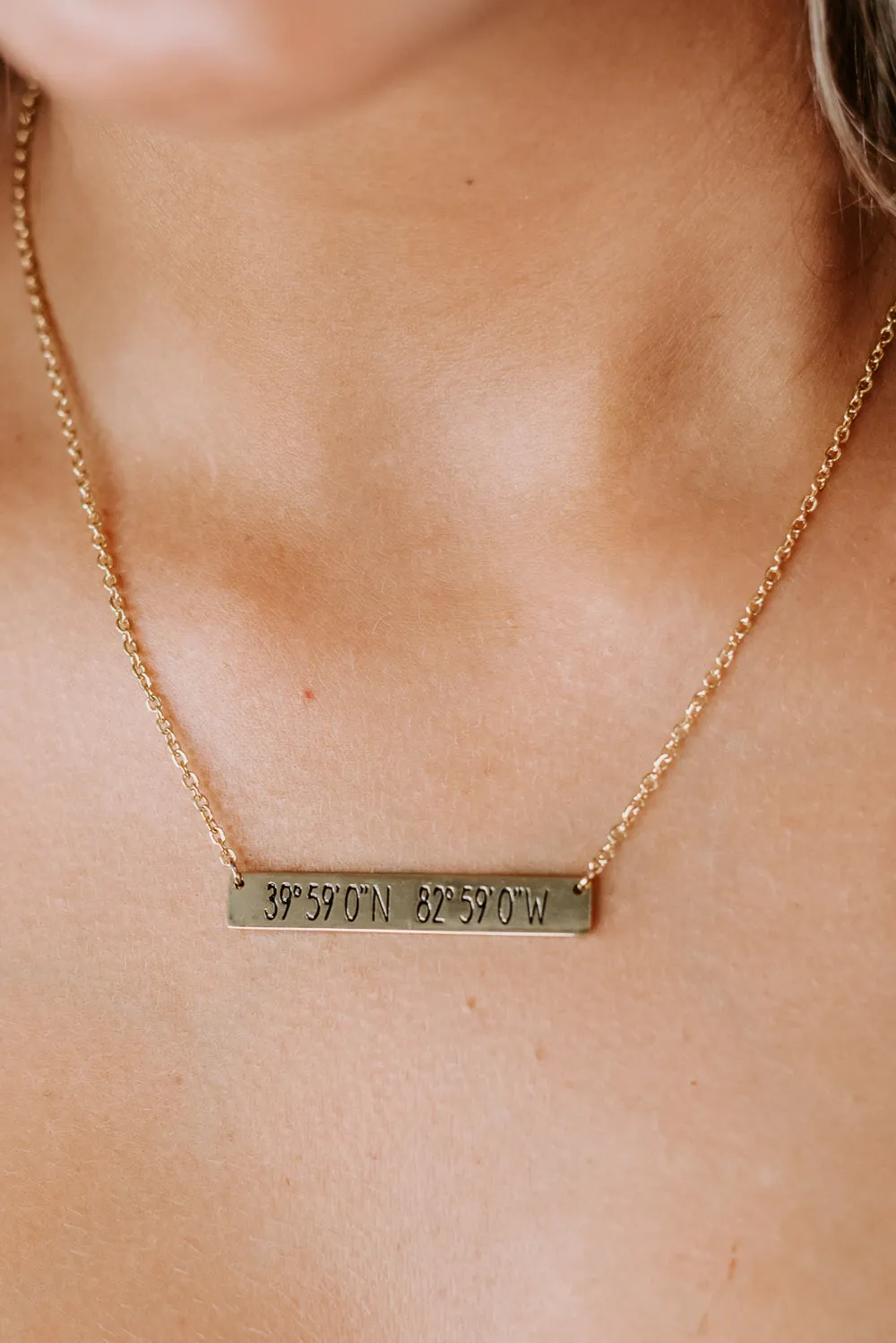 Columbus Bar Necklace , Gold