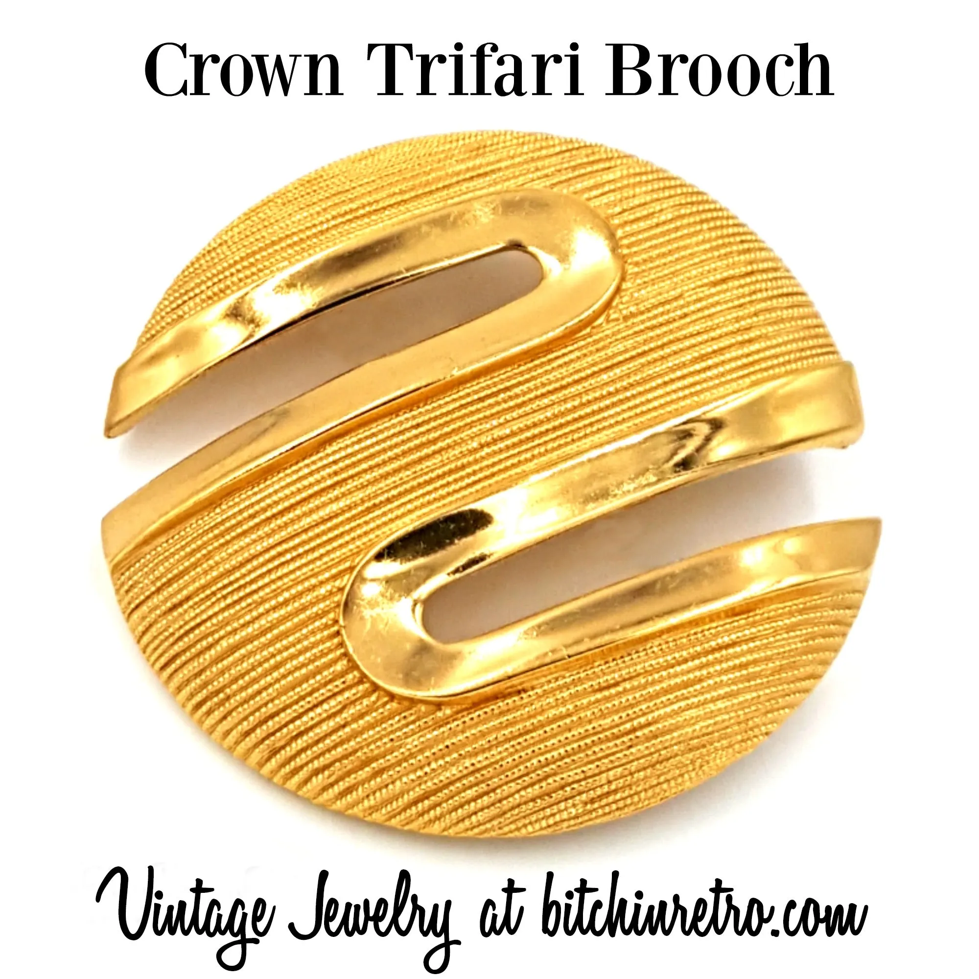 Crown Trifari Vintage Mid Century Brooch with Art Deco Retro Style