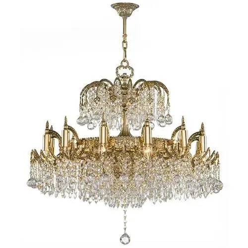 Crystal Chandelier 16 Bulbs Oxide Gold