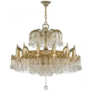 Crystal Chandelier 16 Bulbs Oxide Gold