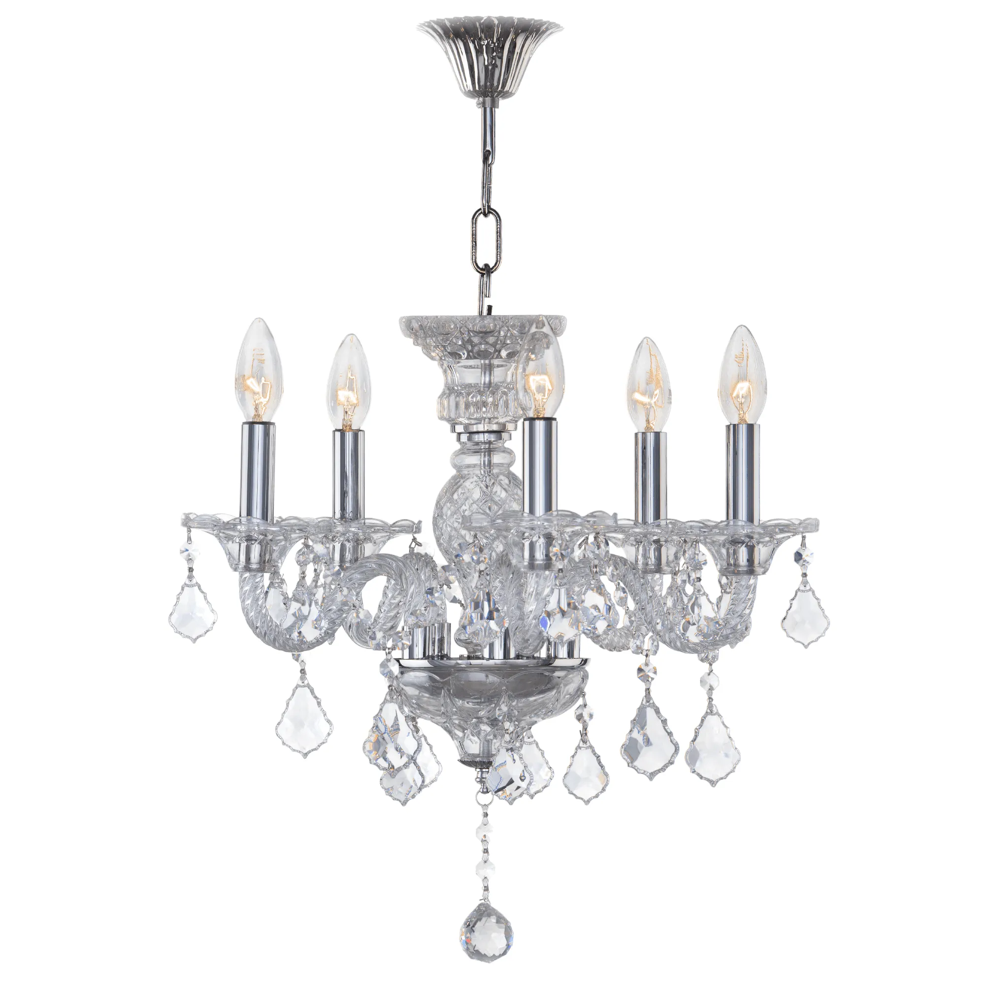 Crystal Chandelier 5 Bulbs Color Chrome