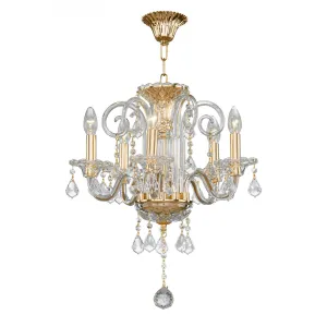 Crystal Chandelier 5 Bulbs Gold