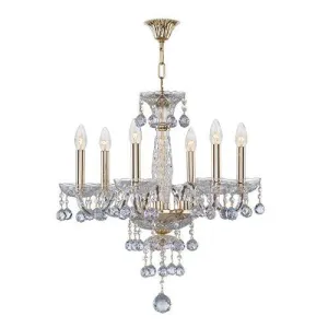 Crystal Chandelier 6 Bulbs Gold