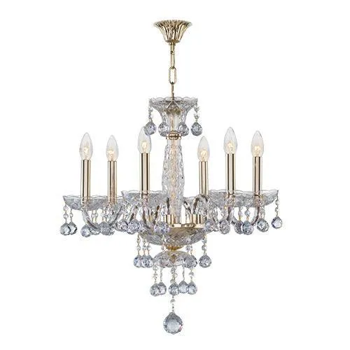 Crystal Chandelier 6 Bulbs Gold