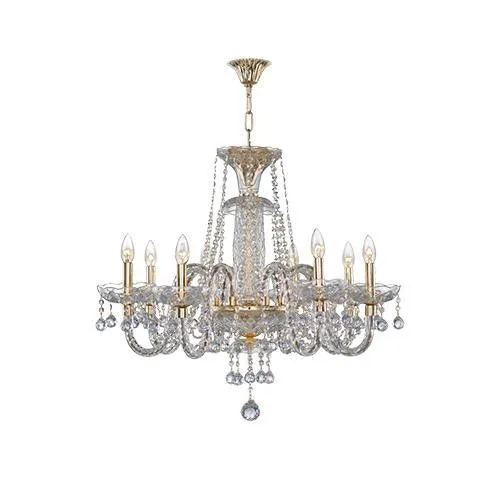 Crystal Chandelier 8 Bulbs Gold