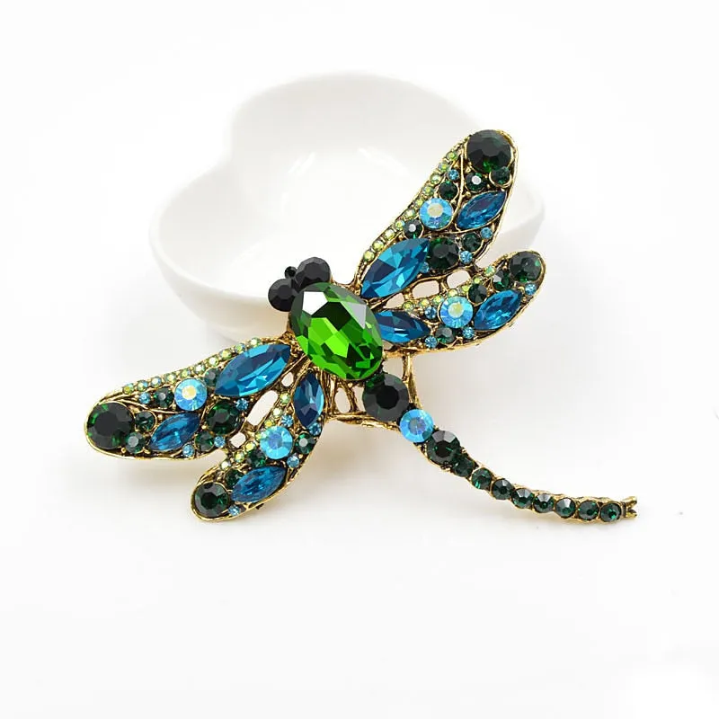Crystal Vintage Dragonfly Broach for Women