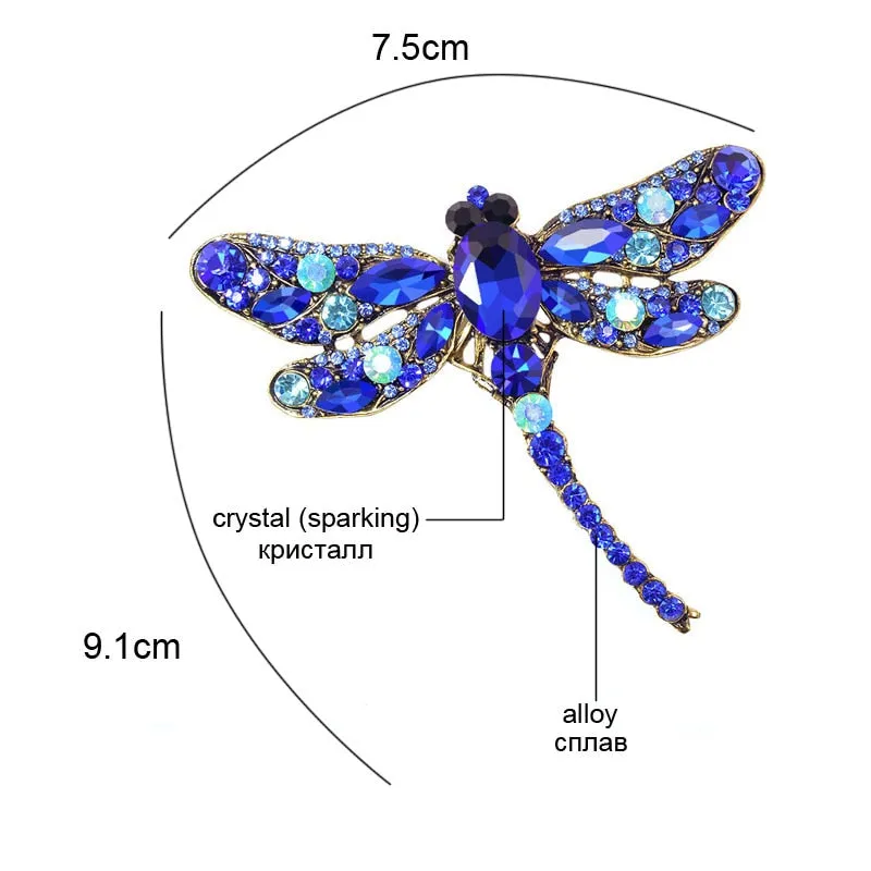 Crystal Vintage Dragonfly Broach for Women