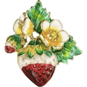 Crystal Vintage Style Strawberry Brooch