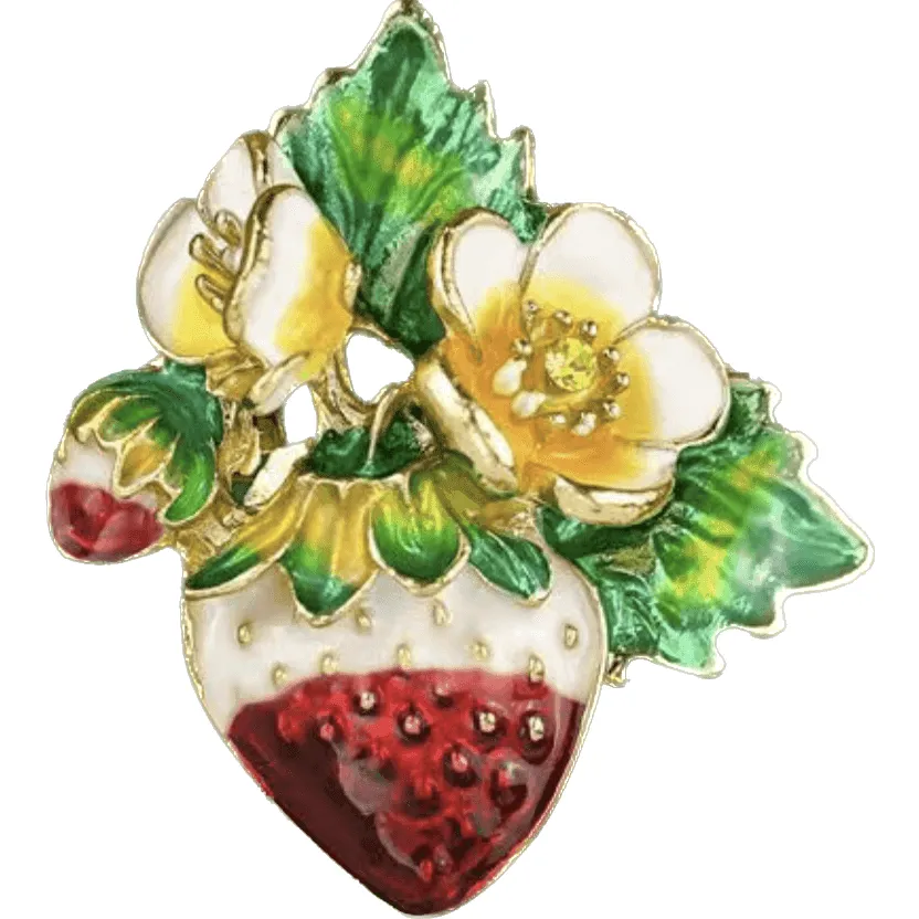 Crystal Vintage Style Strawberry Brooch