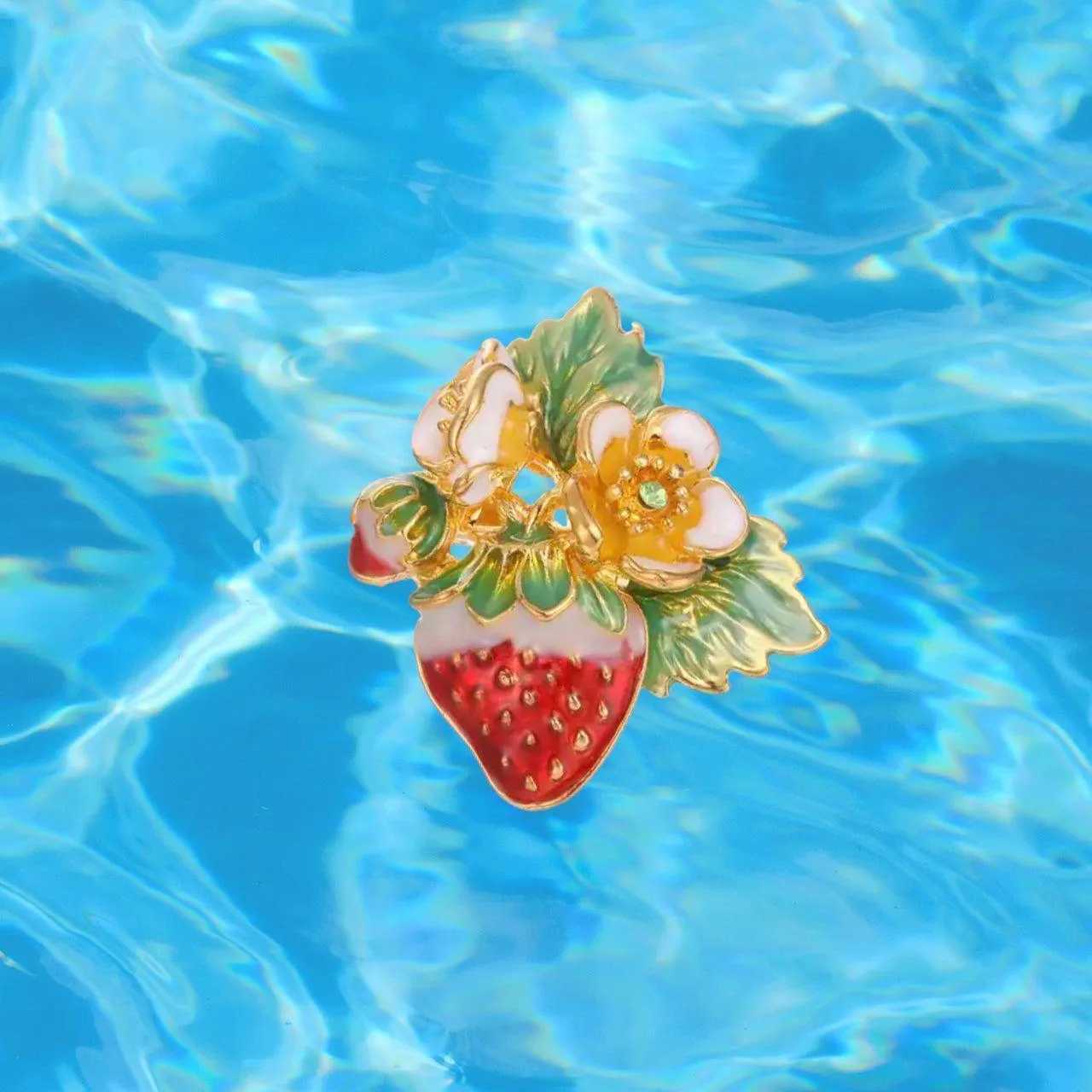 Crystal Vintage Style Strawberry Brooch