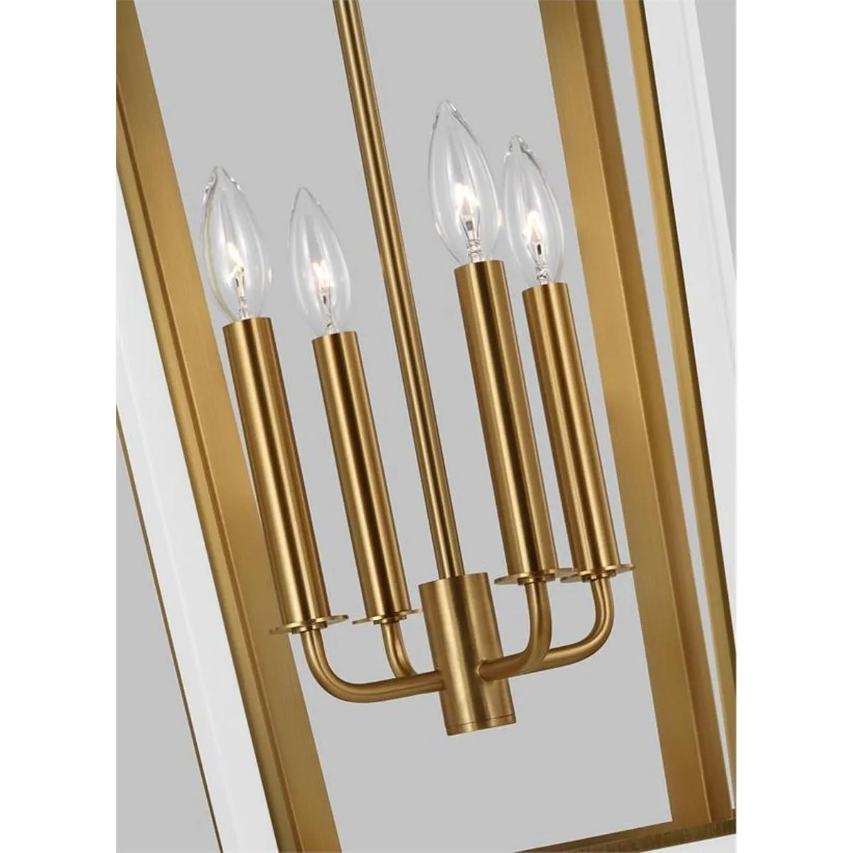 Curt 21 in. 4 Lights Pendant Light White & Brass Finish