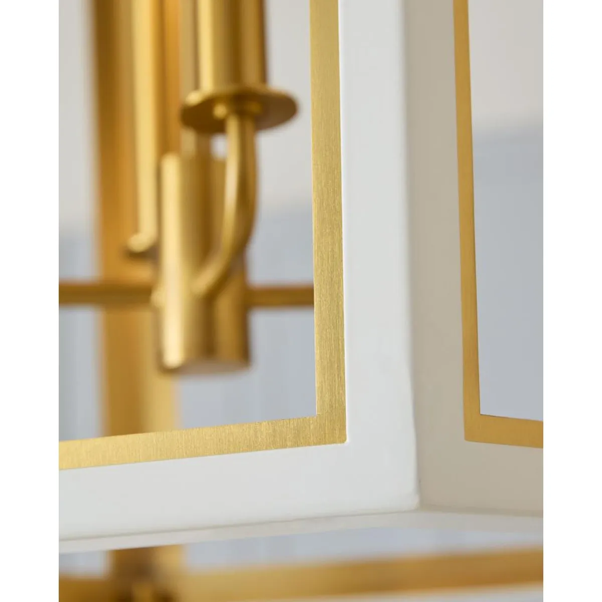 Curt 21 in. 4 Lights Pendant Light White & Brass Finish