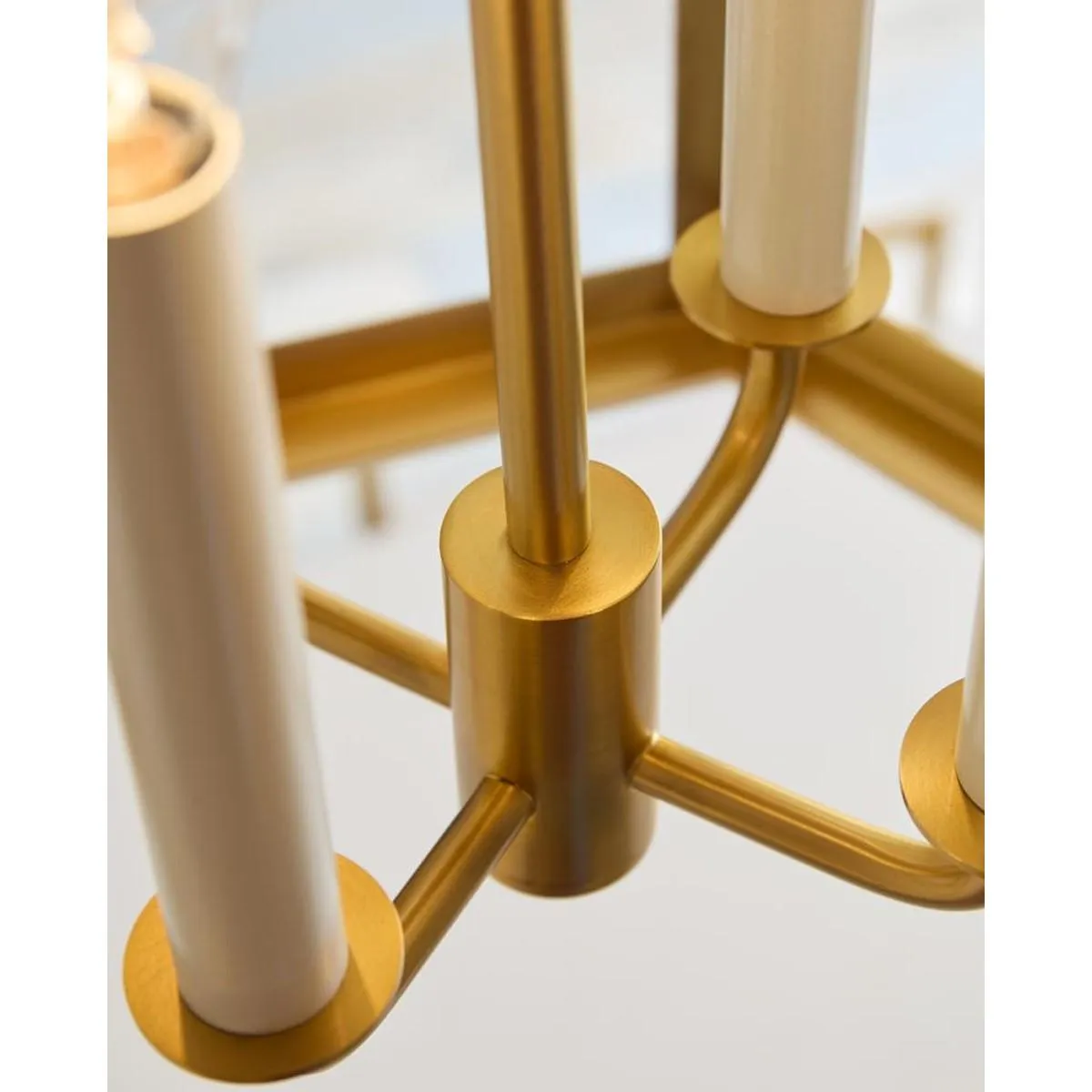 Curt 21 in. 4 Lights Pendant Light White & Brass Finish
