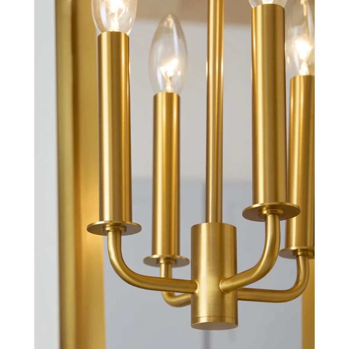 Curt 21 in. 4 Lights Pendant Light White & Brass Finish