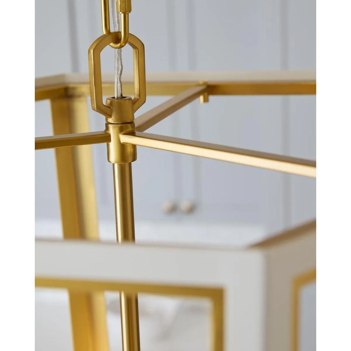Curt 21 in. 4 Lights Pendant Light White & Brass Finish