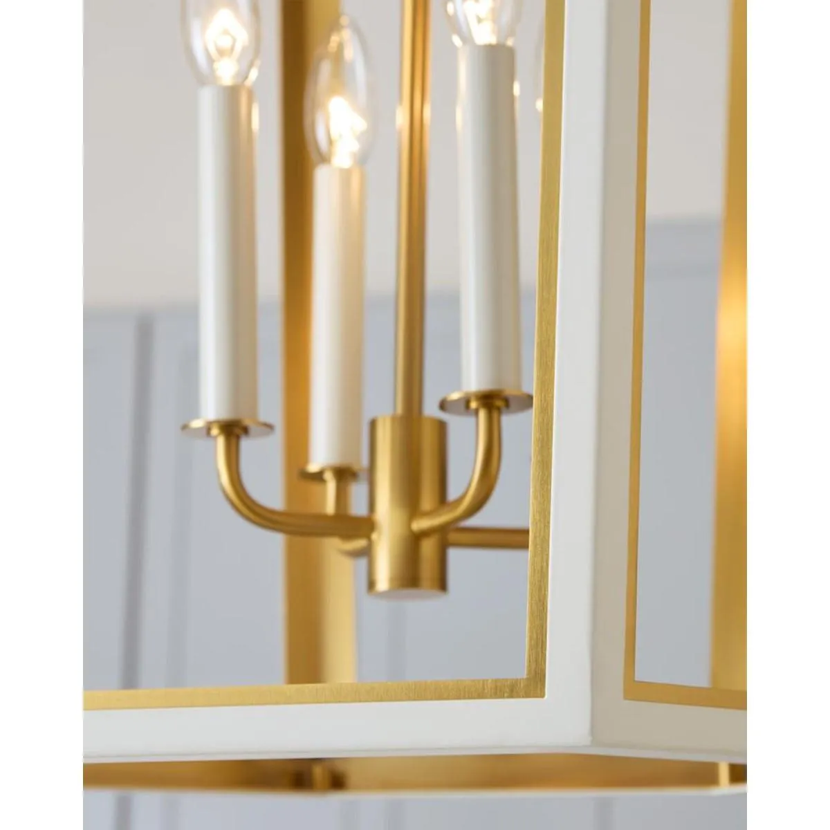 Curt 21 in. 4 Lights Pendant Light White & Brass Finish
