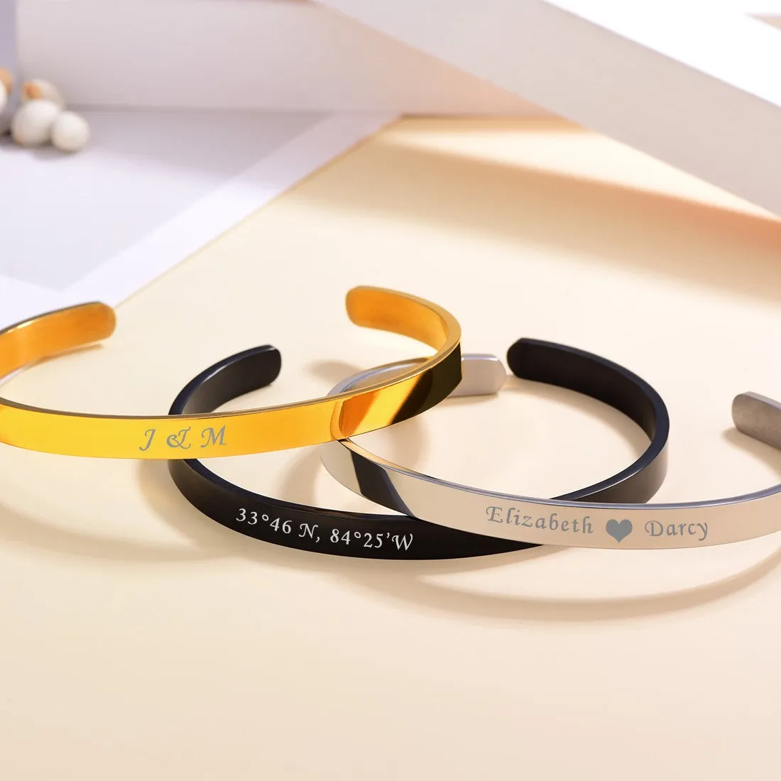 Custom Minimalist Engraved Cuff Bracelet