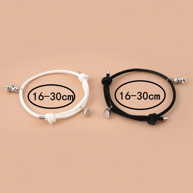 Cute Three-dimensional Small Dinosaur Pendant Love Magnetic Buckle Love Couple Bracelet Jewelry Set