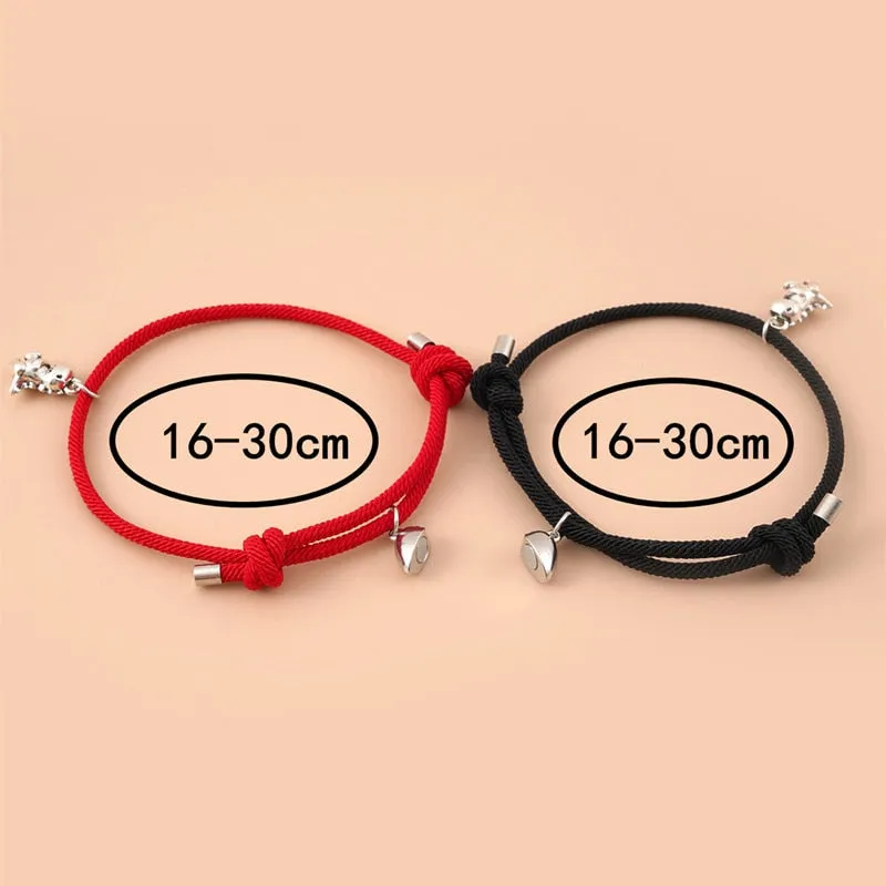 Cute Three-dimensional Small Dinosaur Pendant Love Magnetic Buckle Love Couple Bracelet Jewelry Set