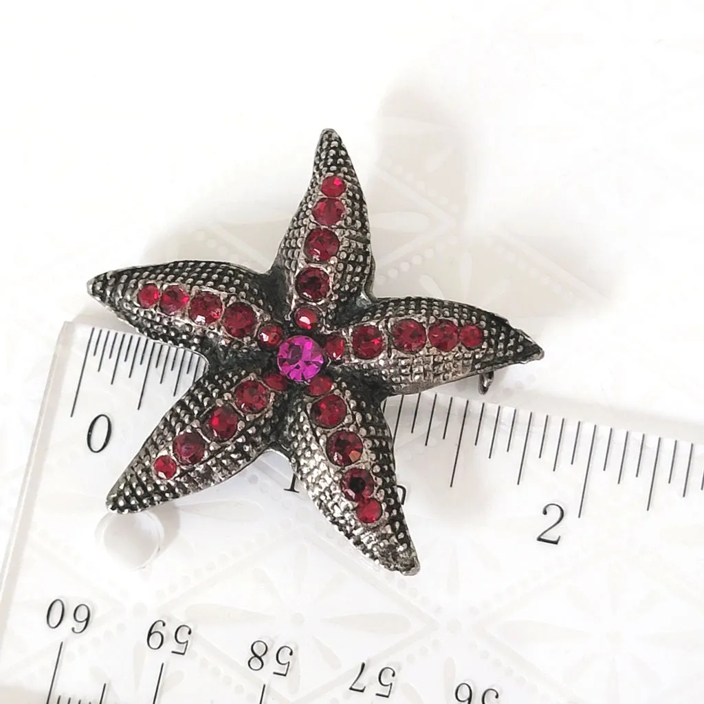 D Pollak Rhinestone Starfish Brooch