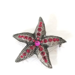 D Pollak Rhinestone Starfish Brooch