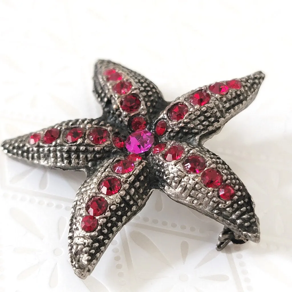 D Pollak Rhinestone Starfish Brooch