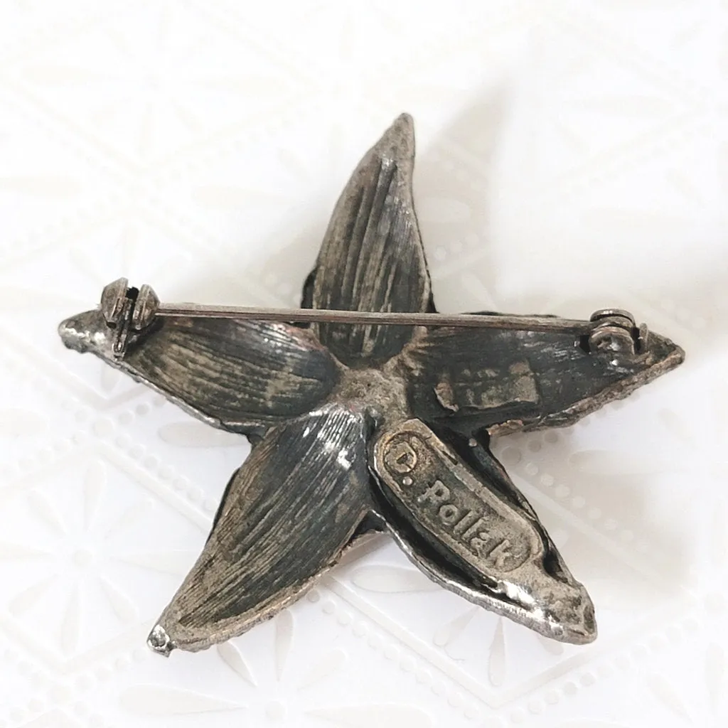 D Pollak Rhinestone Starfish Brooch