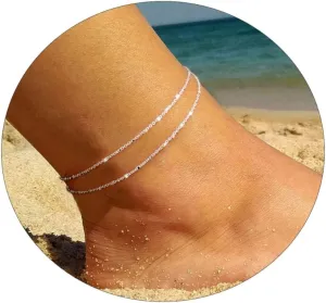 Dainty Ankle Bracelets Layered Anklets Bracelet Waterproof Adjustable Link Anklet Set Jewelry Gifts for Mom Women Friend
