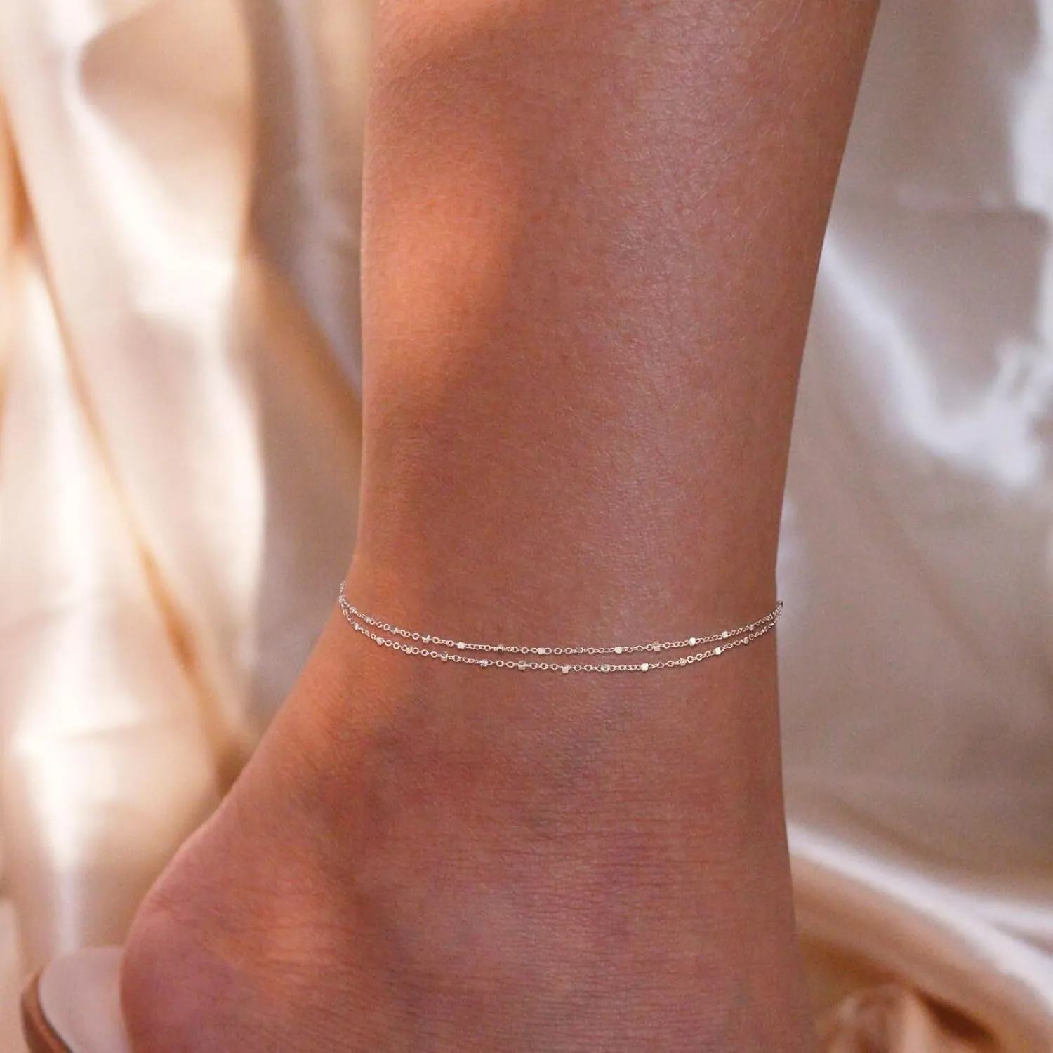Dainty Ankle Bracelets Layered Anklets Bracelet Waterproof Adjustable Link Anklet Set Jewelry Gifts for Mom Women Friend