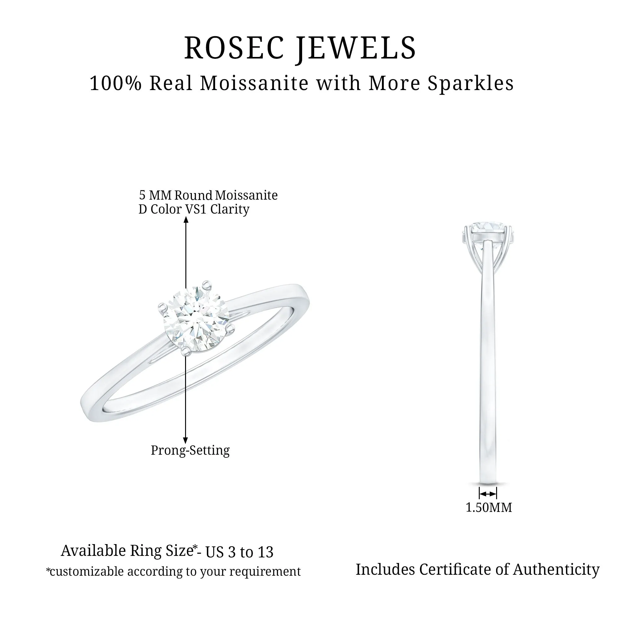 Dainty Moissanite Solitaire Promise Ring
