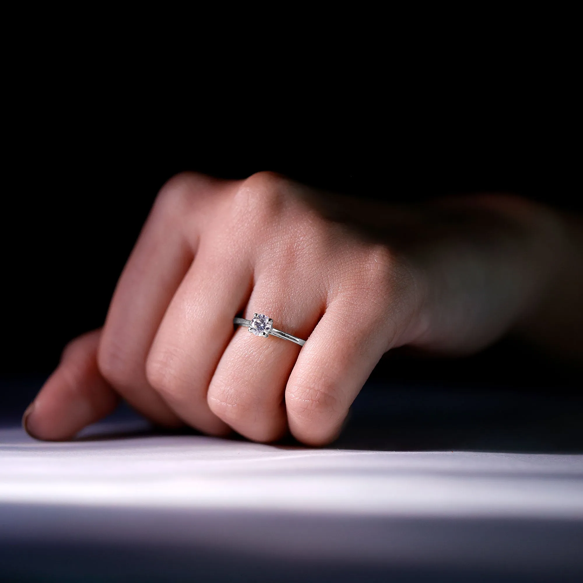 Dainty Moissanite Solitaire Promise Ring