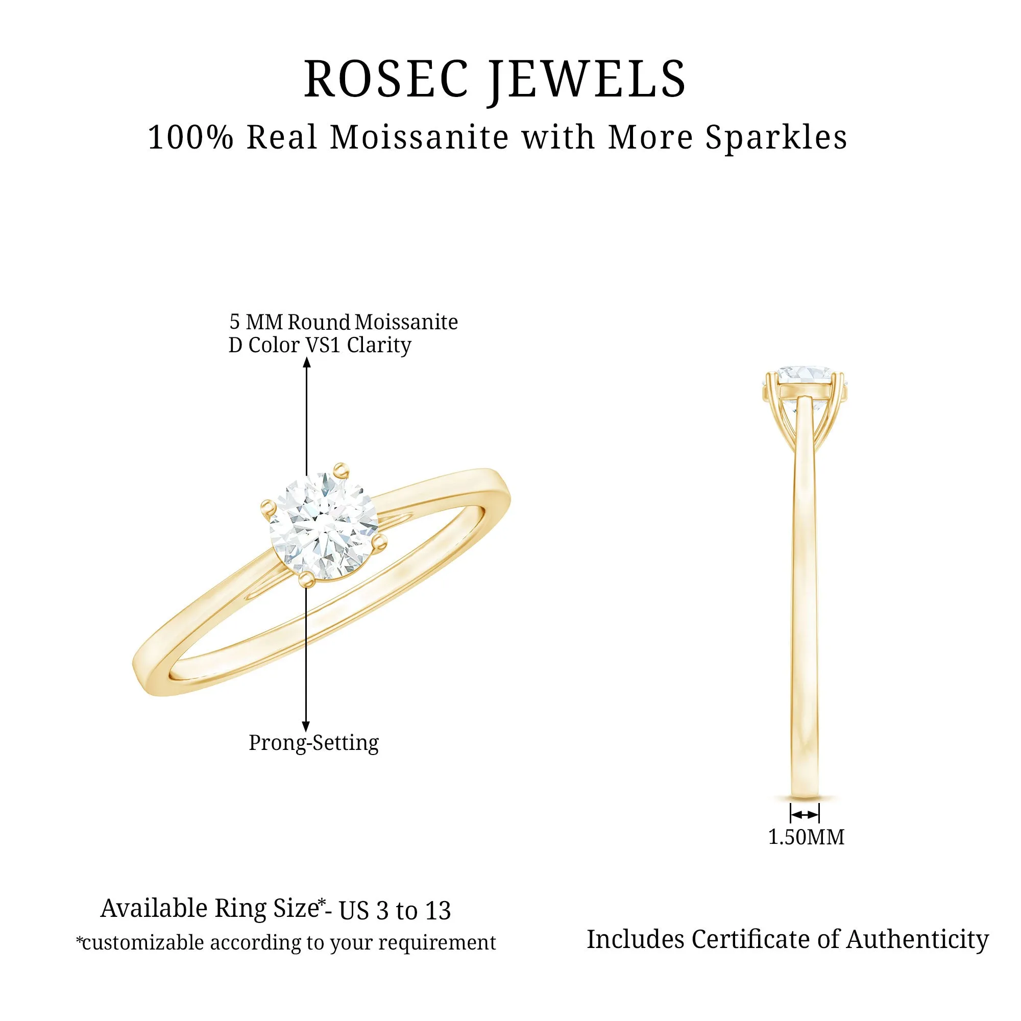 Dainty Moissanite Solitaire Promise Ring