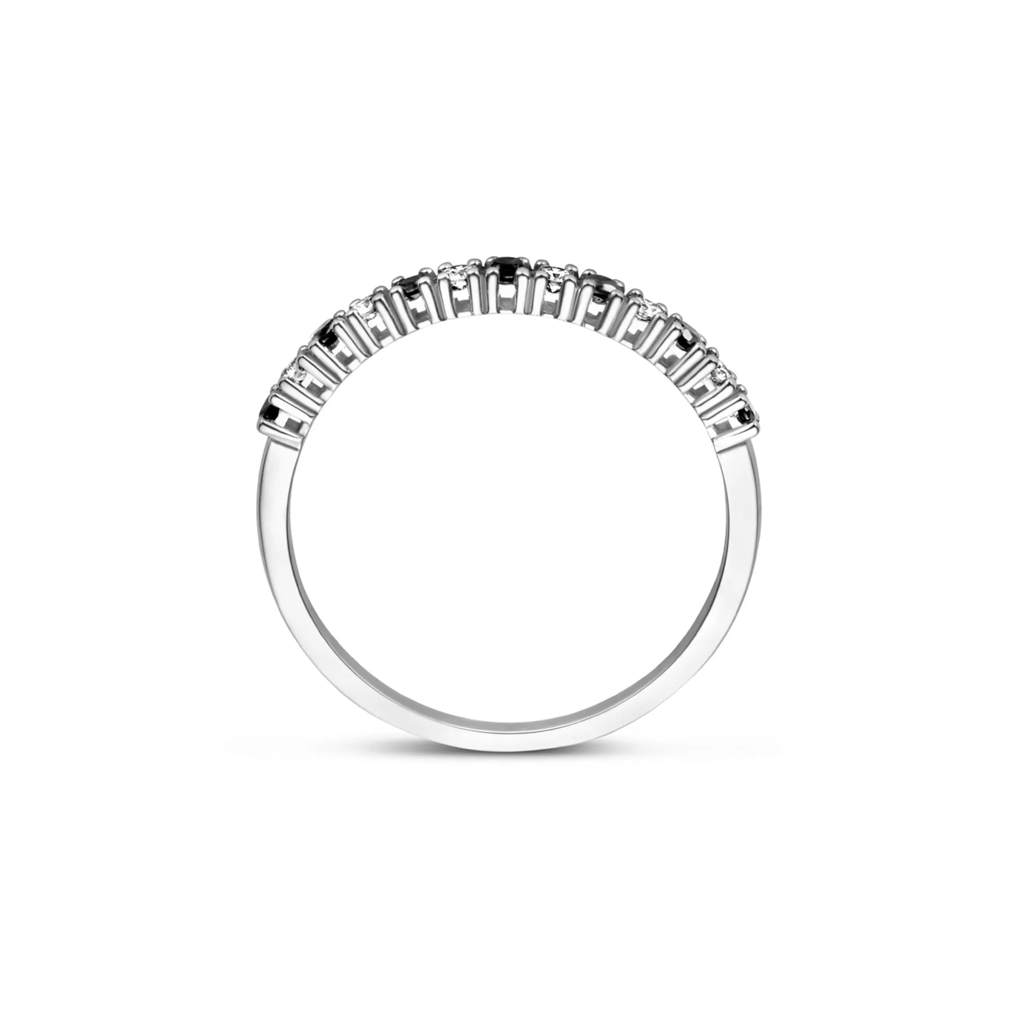 De la Paix Feline 14 karat white gold ring with black and white diamonds 0.20 carat